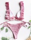 Fashion Pink Hollow Split Swimsuit With Ruffled Lace Straps