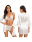 Fashion White Four-piece Lace Mesh Underwear Pajamas
