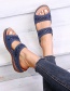 Fashion Blue Embroidered Slope Heel Round Toe Sandals And Slippers