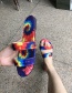 Fashion Color Flower And Color Print Round Toe Slippers