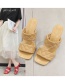 Fashion Apricot Square-toe Lozenge-shaped Stiletto Slippers
