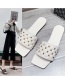 Fashion White Rivet Square Head Flat Sandals And Slippers