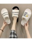 Fashion Black Small Chrysanthemum Letters Embroidered Round Slippers