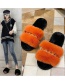 Fashion Orange Rivet Round Head Plush Slippers
