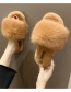 Fashion Orange Rabbit Fur Round Head Flat Slippers