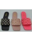 Fashion Apricot Rivet Flat Sandals And Slippers With Diamond Pattern