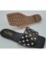 Fashion Black Rivet Flat Sandals And Slippers With Diamond Pattern