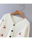Fashion White Cherry Embroidered V-neck Single-breasted Cardigan Sweater