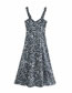 Fashion Royal Blue Animal Print Suspender Dress