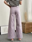 Fashion Khaki High-rise Frayed Denim Wide-leg Trousers
