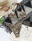 Fashion Leopard Tie Triangle Bag Tether Pleated Split Swimsuit