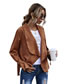 Fashion Khaki Suede Long-sleeved Jacket With Open Lapel Collar