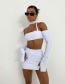 Fashion White Long Sleeve Crop T-shirt High Waist Bag Hip Skirt Set
