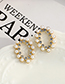 Fashion Gold Color Alloy Pearl Diamond Hollow Oval Stud Earrings