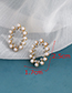 Fashion Gold Color Alloy Pearl Diamond Hollow Oval Stud Earrings