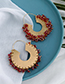 Fashion Red Alloy Resin Beads Hollow U-shaped Earrings