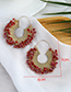 Fashion Red Alloy Resin Beads Hollow U-shaped Earrings