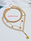 Fashion Gold Color Alloy Chain Butterfly Multilayer Necklace