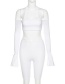 Fashion White One-shoulder Long-sleeved T-shirt High Waist Bag Hip Shorts Suit