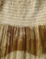 Fashion Khaki Tie-dye Elastic Waist Stitching Skirt