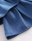 Fashion Blue Ruffled Elastic Bevel Skirt