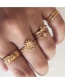 Fashion Gold Color Sunflower Six-pointed Star Diamond Geometric Ring Set