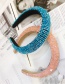 Fashion Blue Crystal Beaded Rice Bead Braided Wide Brim Headband