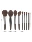 Fashion 9 Black Silver Wooden Handle Aluminum Tube Makeup Brush Set