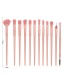 Fashion 12 Pink Eyebrow Brushes-elbow Wooden Handle Aluminum Tube Makeup Brush Set