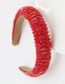Fashion Red Crystal Rice Beads Beaded Sponge Broad Side Hair Band