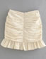 Fashion Cream Color Draped Panel Ruffle Skirt
