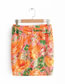 Fashion Printing Flower Print With Belt Skirt