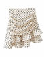 Fashion Apricot Irregular Polka Dot Print Ruffle Skirt