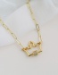 Fashion Golden Copper Inlaid Zircon Heart Necklace 50cm