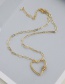 Fashion Golden Copper Inlaid Zircon Heart Necklace 60cm