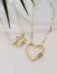 Fashion Golden Copper Inlaid Zircon Heart Necklace 50cm