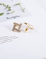 Fashion Golden Geometric Square Cutout Earrings With Diamonds