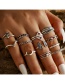 Fashion Silver V-shaped Totem Wings Triangle Moon Love Leaf Ring Set