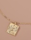 Fashion Golden Character Embossed Geometric Pendant Necklace