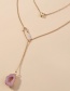 Fashion Drop Shape Letter Natural Stone Pearl Geometric Multilayer Necklace