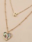 Fashion Turquoise Letter Natural Stone Pearl Geometric Multilayer Necklace