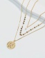 Fashion Eye Pearl Round Portrait Geometry Alloy Multilayer Necklace