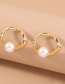Fashion Golden Metal Hollow Love Pearl Earrings