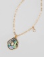 Fashion Oval Natural Abalone Shell Pearl Geometric Alloy Pendant Necklace