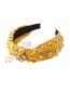 Fashion Yellow Large Hemispherical Alloy Knotted Headband In Cotton And Linen Fabric
