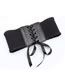 Fashion Black Fringed Bow Tie Wide Belt