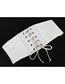 Fashion White Soft Leather Tassels Tied With Wide Belt