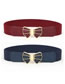 Fashion Red Elastic Belt With Metal Buckle Bow