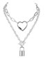 Fashion Silver Chain Love Lock Alloy Multilayer Necklace
