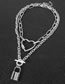 Fashion Silver Chain Love Lock Alloy Multilayer Necklace